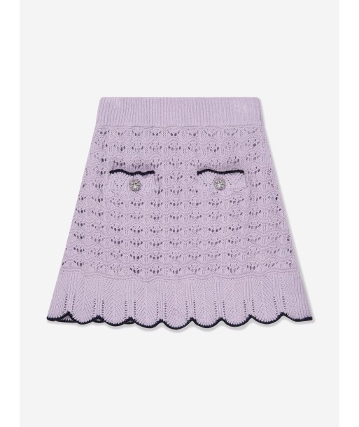 Self Portrait Girls Crochet Knit Mini Skirt in Lilac JUSQU'A -70%! 