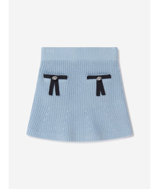 Self Portrait Girls Cotton Knit Mini Skirt in Blue Découvrez la collection