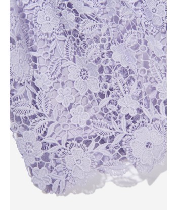 Self Portrait Girls Lace Mini Dress in Lilac Faites des économies