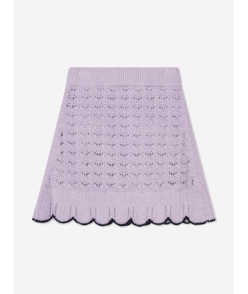 Self Portrait Girls Crochet Knit Mini Skirt in Lilac JUSQU'A -70%! 