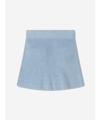 Self Portrait Girls Cotton Knit Mini Skirt in Blue Découvrez la collection