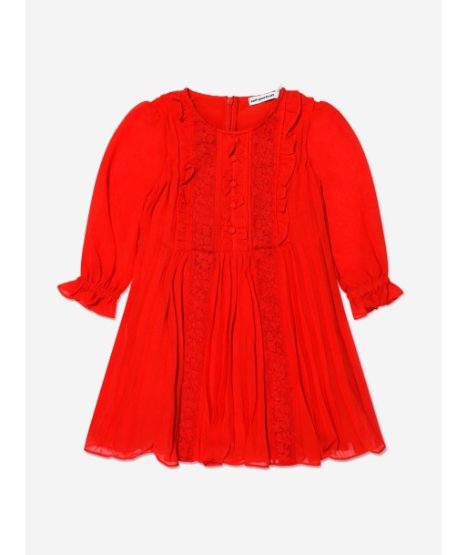 Self Portrait Girls Chiffon Ruffle Mini Dress in Red en linge