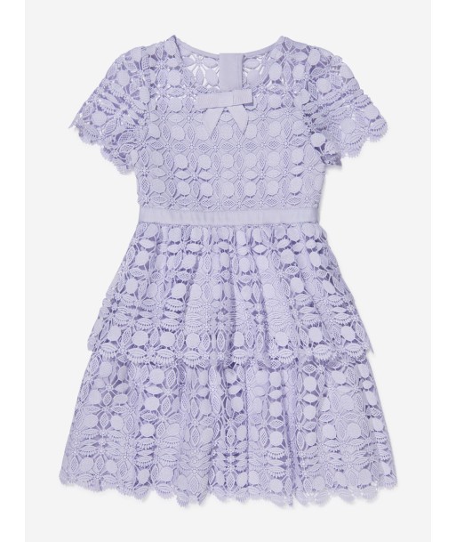 Self Portrait Girls Petal Lace Tiered Mini Dress in Lilac 50% de réduction en Octobre 2024