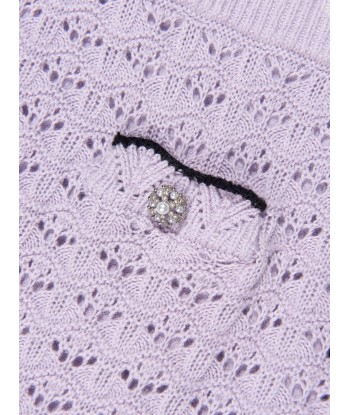 Self Portrait Girls Crochet Knit Mini Skirt in Lilac JUSQU'A -70%! 