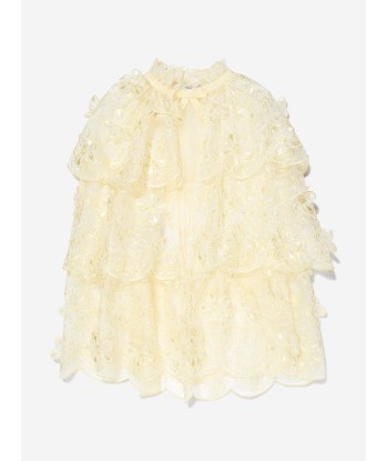 Self Portrait Girls 3-D Organza Cape in Yellow votre