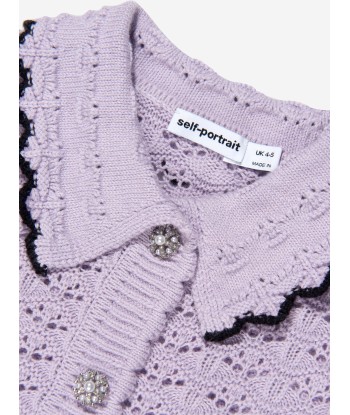 Self Portrait Girls Crochet Knit Cardigan in Lilac Toutes les collections ici