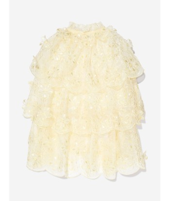 Self Portrait Girls 3-D Organza Cape in Yellow votre