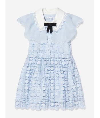 Self Portrait Girls Lace Dress With Double Collar in Blue une grave pollution 