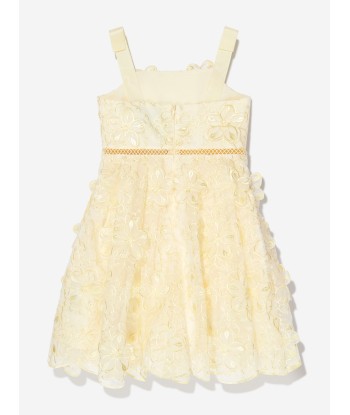 Self Portrait Girls 3-D Organza Strappy Mini Dress in Yellow 2024