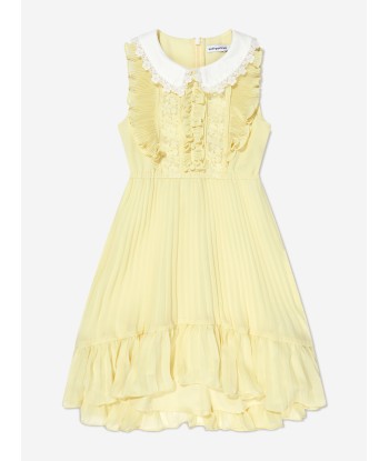 Self Portrait Girls Guipure Lace Mini Dress in Yellow livraison gratuite