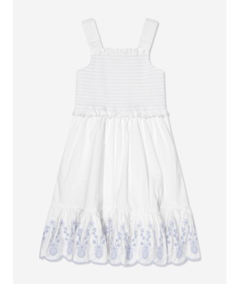 Self Portrait Girls Cotton Smocking Dress in White Venez découvrir notre 