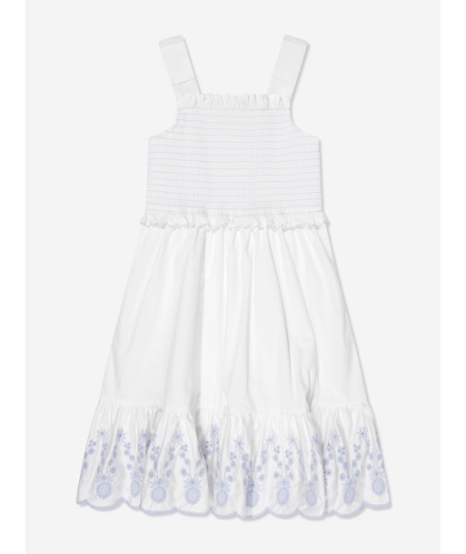 Self Portrait Girls Cotton Smocking Dress in White Venez découvrir notre 