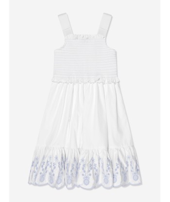 Self Portrait Girls Cotton Smocking Dress in White Venez découvrir notre 