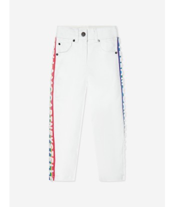 Stella McCartney Girls Logo Trim Jeans in White les ligaments