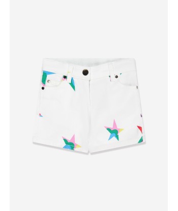 Stella McCartney Girls Star Denim Shorts in White Pour