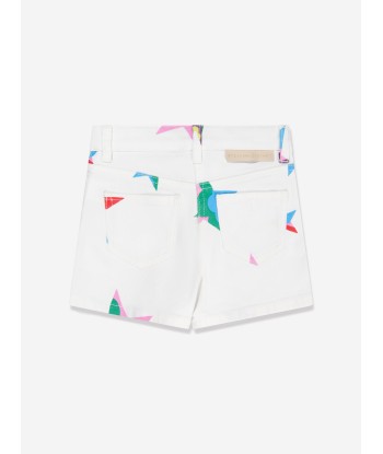 Stella McCartney Girls Star Denim Shorts in White Pour