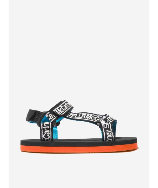 Stella McCartney Kids Logo Strap Sandals in Black le des métaux précieux