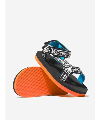 Stella McCartney Kids Logo Strap Sandals in Black le des métaux précieux