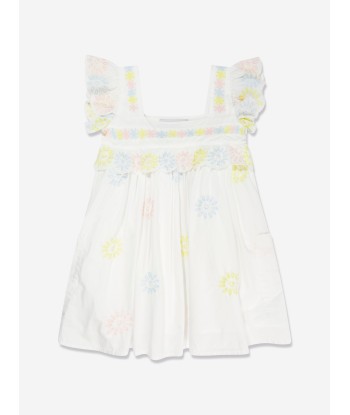 Stella McCartney Girls Embroidered Dress in Ivory est présent 