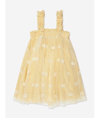 Stella McCartney Girls Embroidered Flower Dress in Yellow solde