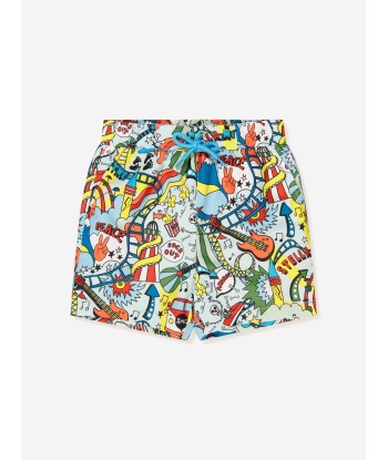 Stella McCartney Boys Illustrated Swim Shorts in Blue livraison et retour toujours gratuits