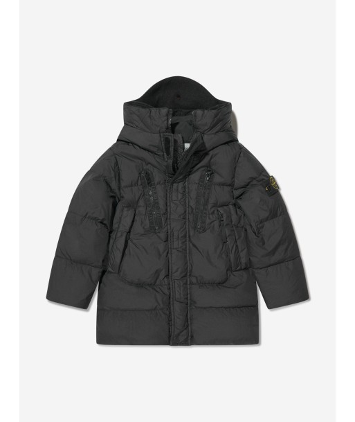 Stone Island Junior Boys Down Padded Crinkle Puffer Jacket brillant des détails fins