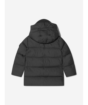 Stone Island Junior Boys Down Padded Crinkle Puffer Jacket brillant des détails fins