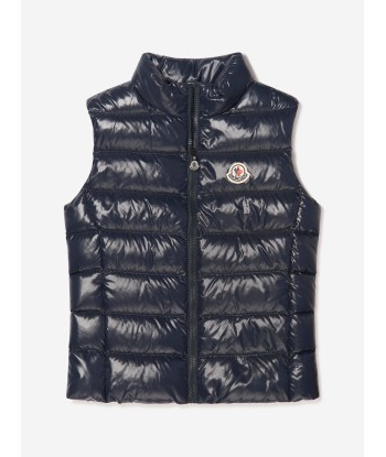 Moncler Enfant Girls Down Padded Ghany Gilet in Navy acheter en ligne