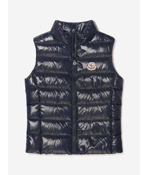 Moncler Enfant Girls Down Padded Ghany Gilet in Navy acheter en ligne