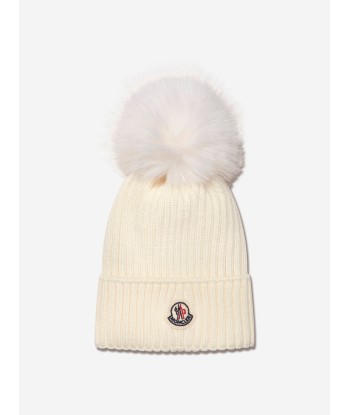 Moncler Enfant Girls Wool Knitted Pom Pom Hat livraison et retour toujours gratuits